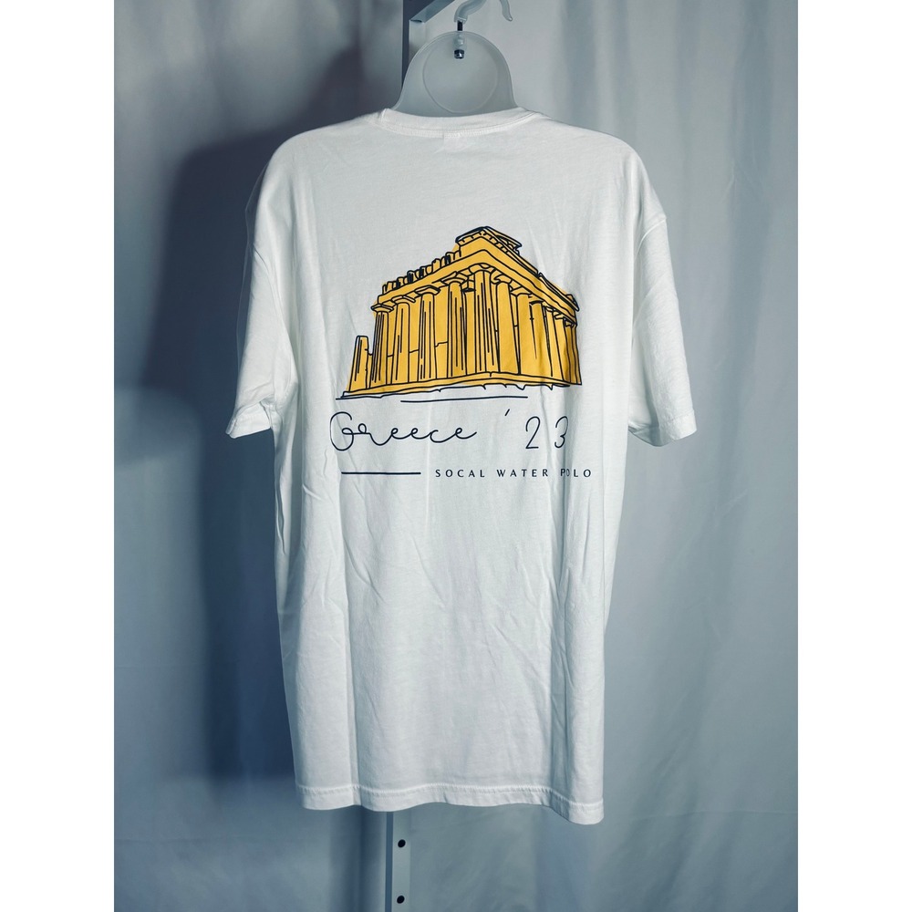 Next Level SoCal Water Polo Greece 2023 White Graphic T-Shirt | XL